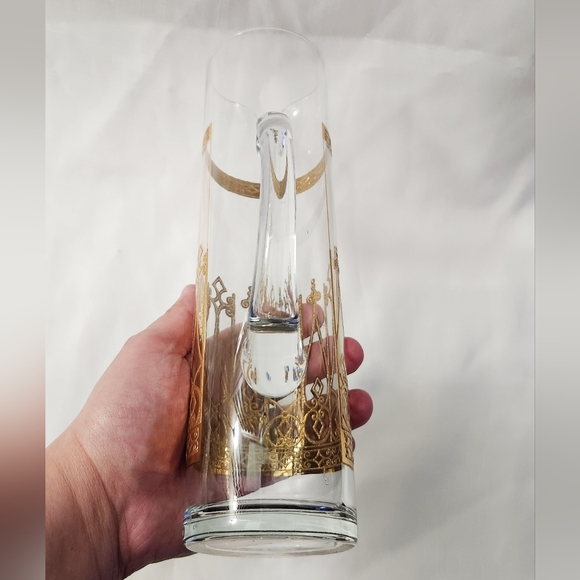 Culver Ltd. 22K Gold Signed VTG Mid-Century Antigua Tall Cocktail Pitcher Valenc - Picture 3 of 16